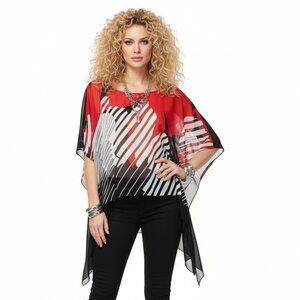 Joseph Ribkoff Sheer Short Sleeve Graphic Print Blouse 10